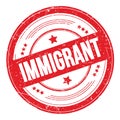 IMMIGRANT text on red round grungy stamp