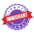 IMMIGRANT text on red violet ribbon stamp