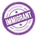 IMMIGRANT text on violet indigo round grungy stamp