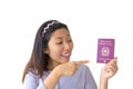 Immigrant woman holding Italian passport Royalty Free Stock Photo