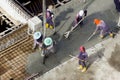 Immigrant workers at construction worksite