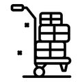 Immigrants bags cart icon, outline style