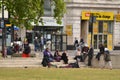 Homeless immigrants gathering Marble Arch London Royalty Free Stock Photo