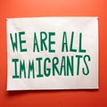 Immigrants and immigration sign with political undertones