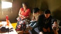 BRNO, CZECH REPUBLIC, JUNE 10, 2022: Refugees Ukraine Gypsy fill in documents for visas and social financial benefits in