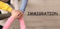 Immigration concept. People holding hands together Royalty Free Stock Photo