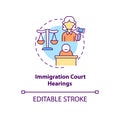 Immigration court hearings concept icon