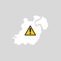 Ireland map with caution sign. Travel ban.