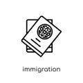 immigration icon. Trendy modern flat linear vector immigration i