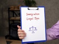 Immigration Legal Tips inscription on the sheet