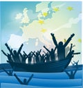immigration people with the boat Royalty Free Stock Photo