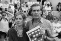 Man and Woman attending Immigration Rally Royalty Free Stock Photo