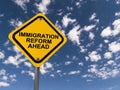Immigration reform ahead traffic sign Royalty Free Stock Photo