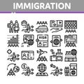 Immigration Refugee Collection Icons Set Vector