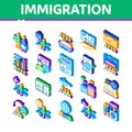 Immigration Refugee Isometric Icons Set Vector