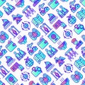 Immigration seamless pattern with thin line icons