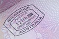 Australian passport immigration stamp Royalty Free Stock Photo