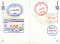 Immigration stamps of India and Taiwan in a French passport