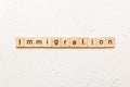 immigration word written on wood block. immigration text on table, concept Royalty Free Stock Photo
