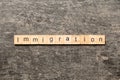 immigration word written on wood block. immigration text on table, concept Royalty Free Stock Photo