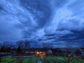 Imminent storm forming bewildering cloud patterns in the evening skies, in Freiburg, Germany