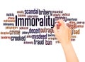 Immorality word cloud hand writing concept Royalty Free Stock Photo