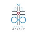 Immortal God conceptual logo design combined with infinity loop sign and Christian Cross.