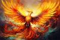 Immortal Phoenix bird in fire. Generate Ai