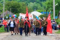 Immortal regiment, Parade on victory day with the participation of schoolchildren and Cossacks