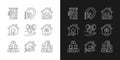 Immovable property purchasing linear icons set for dark, light mode