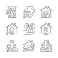 Immovable property purchasing linear icons set