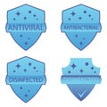Immune guard. Antimicrobial resistant badges. Coronavirus protection shield. Antibacterial protection or immune system icons set. Royalty Free Stock Photo