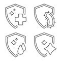 Immune system concept. Disinfection, protection or cleaning symbol. Badges for material with antimicrobial and antiviral