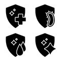 Immune system concept. Disinfection, protection or cleaning symbol. Badges for material with antimicrobial and antiviral