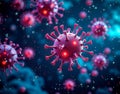 Immune system response visualization. An artistic 3D rendering of antibodies neutralizing viruses in a futuristic data interface Royalty Free Stock Photo