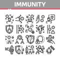 Immunity Human Biological Defense Icons Set Vector