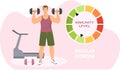 Immunity level increases due to lifestyle. Powerlifter lifts heavy dumbbells. Man is doing sports