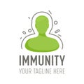 Immunity Logo for Vaccine and Vaccination Healthcare Service. Human Body Reflect Viral Attack Icon, Health Care Defence