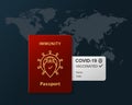 Immunity passport with travel document as certificate of being vaccinated against coronavirus