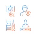 Immunization against virus gradient linear vector icons set Royalty Free Stock Photo