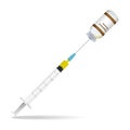 Immunization, Diphtheria Vaccine Syringe Contain Some Injection And Injection Bottle Isolated On A White Background