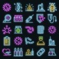 Immunization icons set vector neon