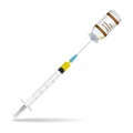 Immunization, Influenza Flu Vaccine Syringe Contain Some Injection And Injection Bottle Isolated On A White Background