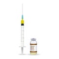 Immunization, Measles Mumps Rubella Vaccine Plastic Medical Syringe With Needle And Vial Isolated On A White Background Royalty Free Stock Photo