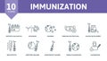 Immunization set icon. Editable icons immunization theme such as beach hat, hiking, flip flops and more. Royalty Free Stock Photo