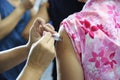 Immunization vaccine injection , doctor inject vaccine to patient arm