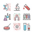 Immunology department line icons. Immunity system. Clinic signs. Vector illustrations