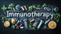 Immunotherapy concept with supplements and natural remedies Royalty Free Stock Photo