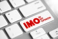 IMO - in my opinion acronym, text concept button on keyboard Royalty Free Stock Photo