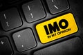 IMO - in my opinion acronym, text concept button on keyboard Royalty Free Stock Photo